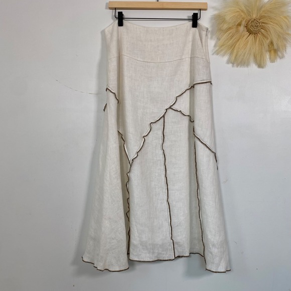 Insight Dresses & Skirts - Insight Womens 100% Linen Boho Maxi Skirt Size 8 M Resort Coastal Festival